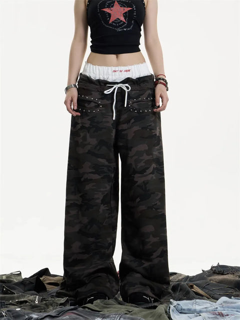 GKIKZ DOUBLE LAYERED CAMO SWEATPANT