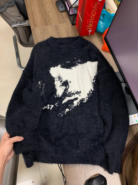 GKIKZ MR/047 FAUX MINK LOOSE SWEATER