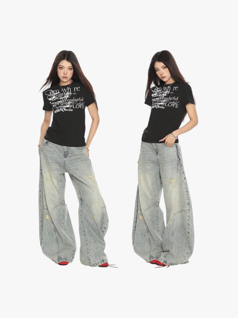 GKIKZ ABSTRACT TEXT GRAPHIC TEES