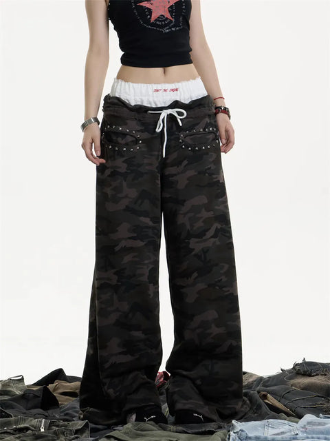 GKIKZ DOUBLE LAYERED CAMO SWEATPANT