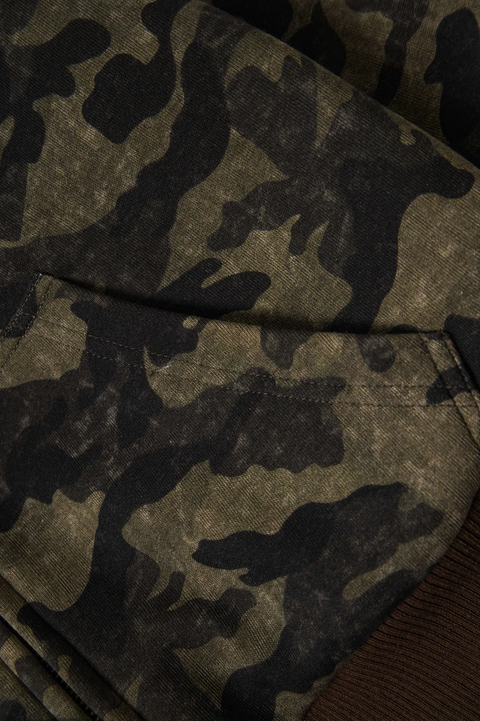 GKIKZ CAMOUFLAGE REVERSIBLE FAUX FUR HOODED JACKET