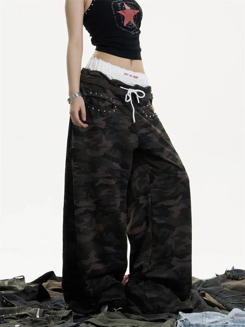 GKIKZ DOUBLE LAYERED CAMO SWEATPANT