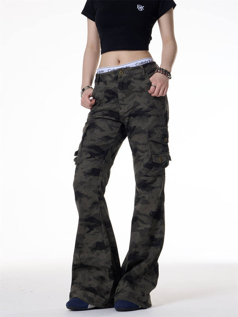GKIKZ TACTICAL CAMO FLARE CARGO PANTS