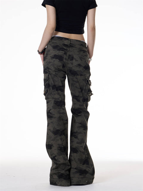 GKIKZ TACTICAL CAMO FLARE CARGO PANTS