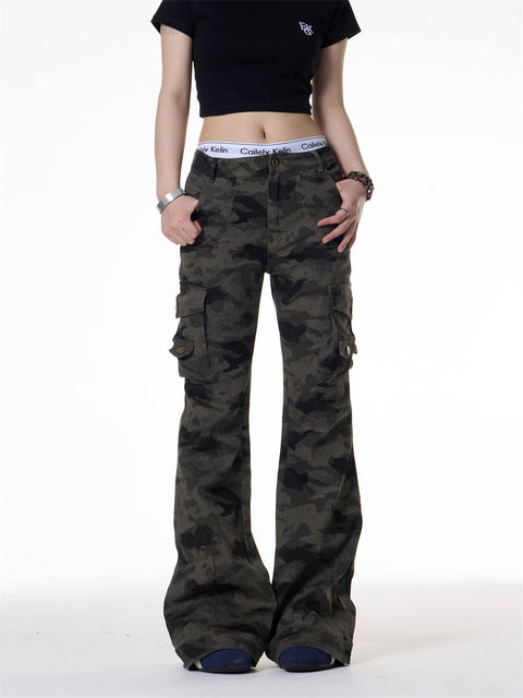 GKIKZ TACTICAL CAMO FLARE CARGO PANTS