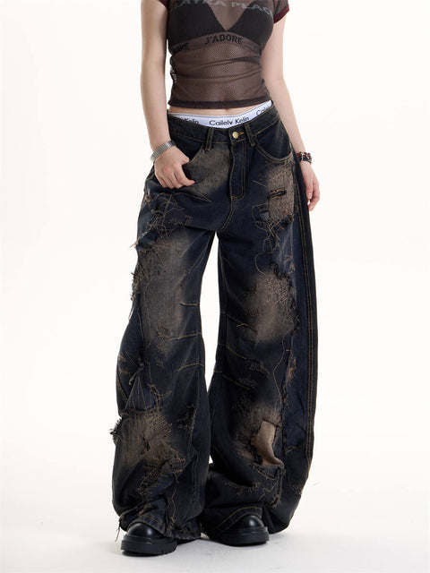 GKIKZ RECKLESS STITCH HEAVY-DISTRESSED JEANS