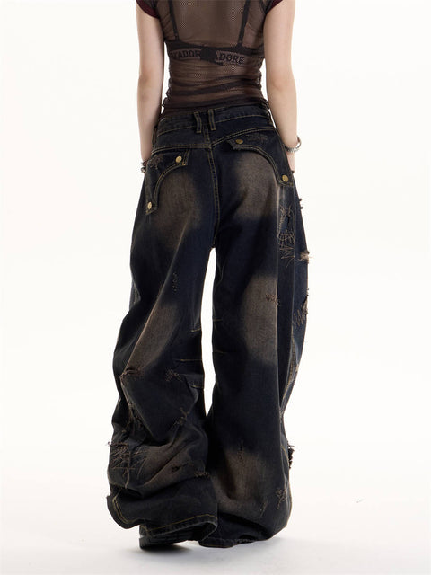 GKIKZ RECKLESS STITCH HEAVY-DISTRESSED JEANS