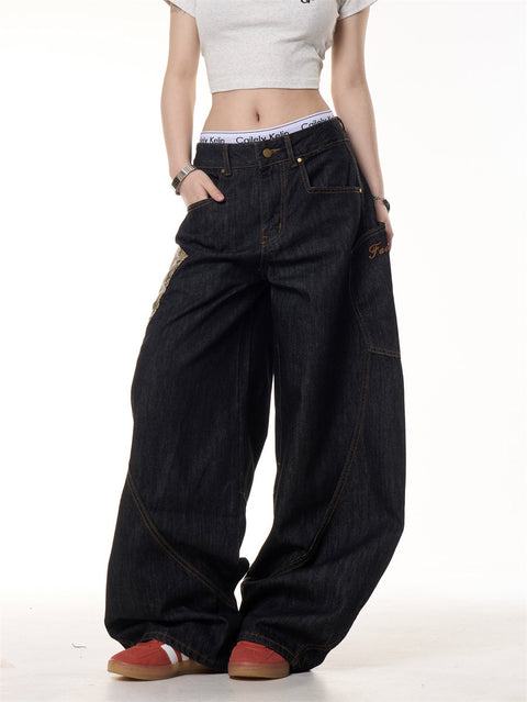 GKIKZ PYTHON PATCH WIDE-LEG JEANS