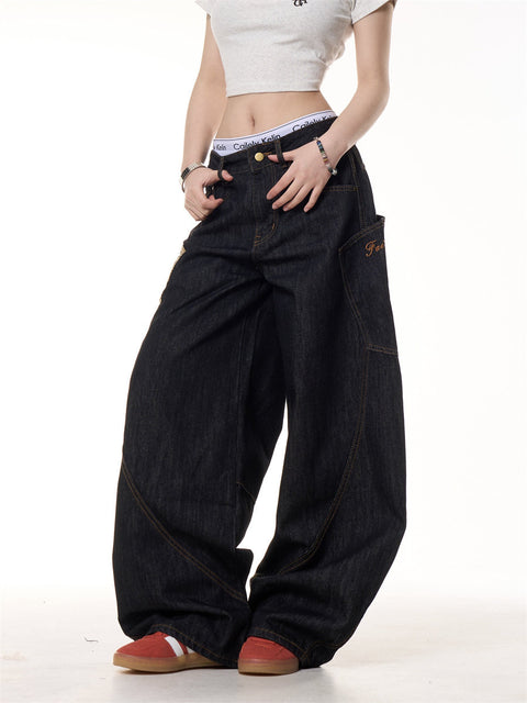 GKIKZ PYTHON PATCH WIDE-LEG JEANS