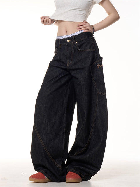 GKIKZ PYTHON PATCH WIDE-LEG JEANS