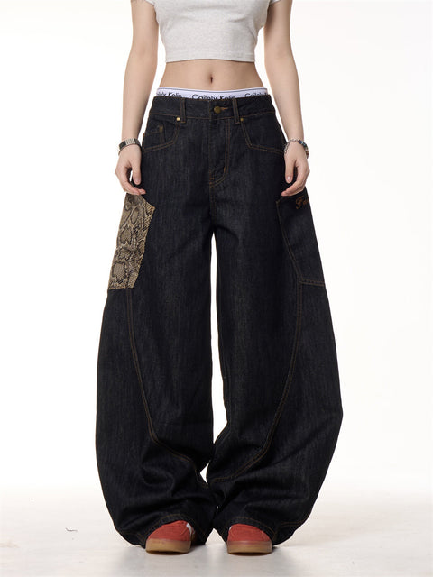 GKIKZ PYTHON PATCH WIDE-LEG JEANS