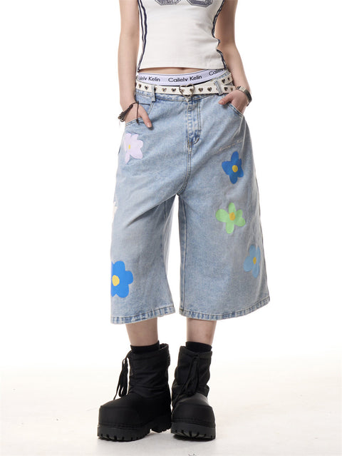 GKIKZ BLOOM DENIM JORTS