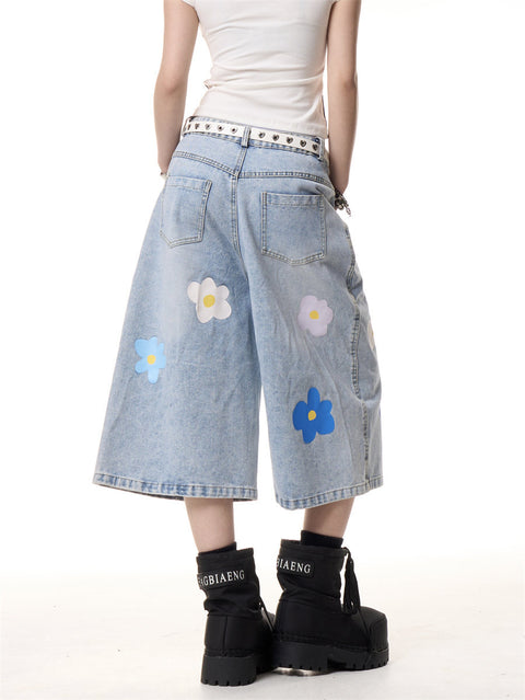 GKIKZ BLOOM DENIM JORTS