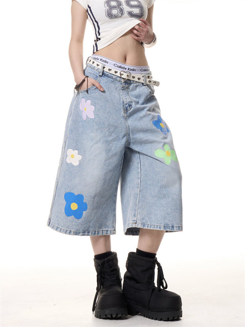 GKIKZ BLOOM DENIM JORTS
