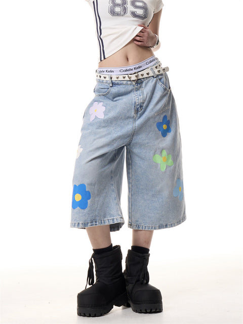 GKIKZ BLOOM DENIM JORTS
