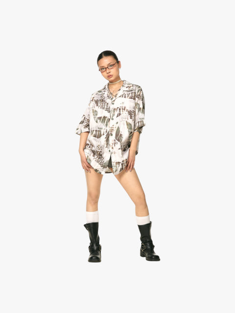 GKIKZ ABSTRACT LEAF OVERSIZED SHIRT
