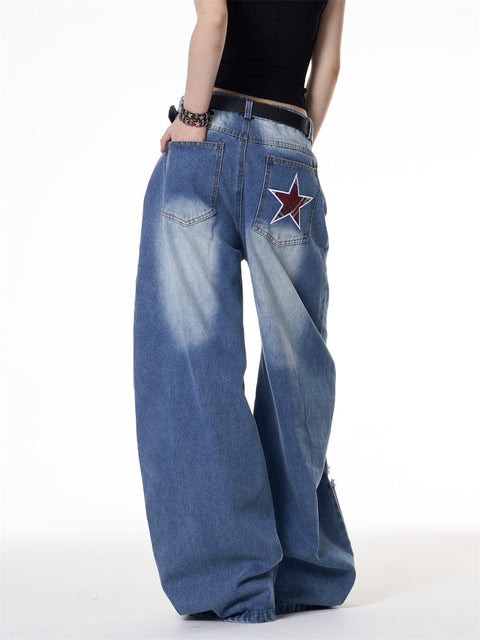 GKIKZ "STAR ISSUE" WIDE-LEG DENIM PANTS