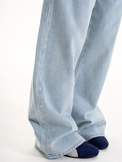 GKIKZ SIDE EYELET WIDE-LEG DENIM