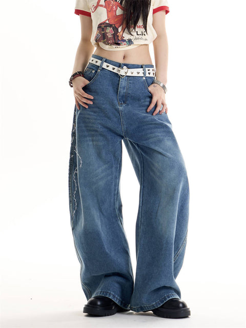 GKIKZ ENTANGLE ROSE WIDE-LEG DENIM