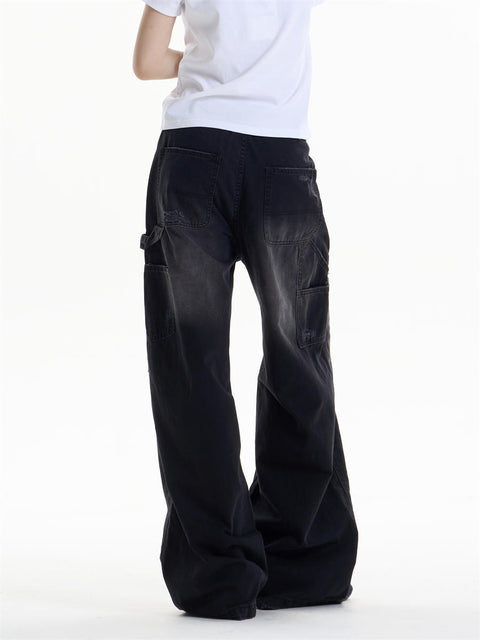 GKIKZ DUAL FADE RIPSTOP WIDE-LEG DENIM