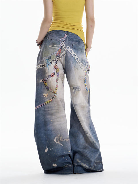 GKIKZ CHAIN-REALM HEAVY PRINT DENIM