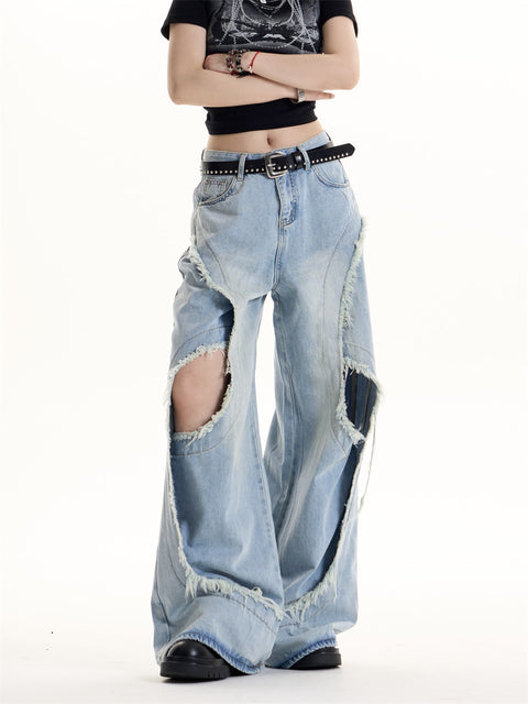 GKIKZ FRAYSTORM CUT-OUT HEAVY DENIM
