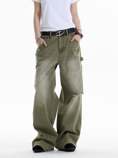 GKIKZ DUAL FADE RIPSTOP WIDE-LEG DENIM