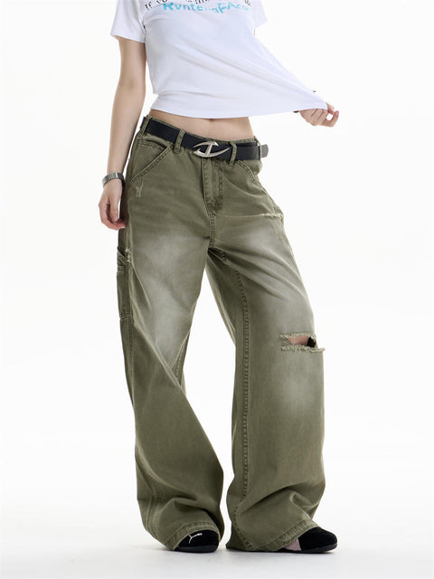 GKIKZ DUAL FADE RIPSTOP WIDE-LEG DENIM