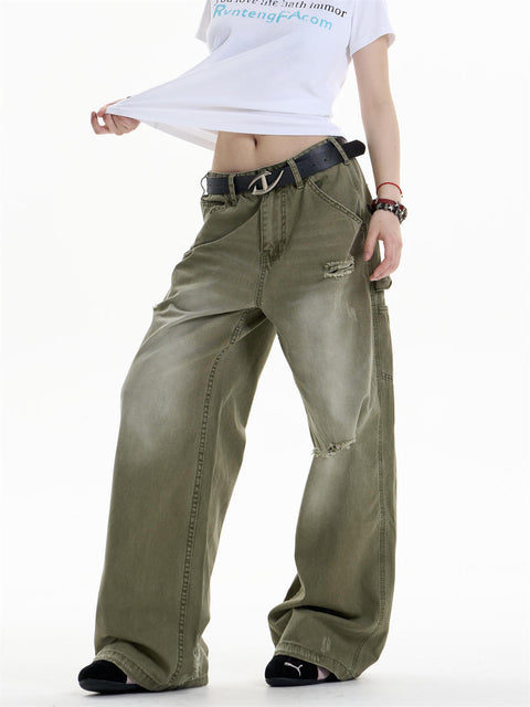 GKIKZ DUAL FADE RIPSTOP WIDE-LEG DENIM