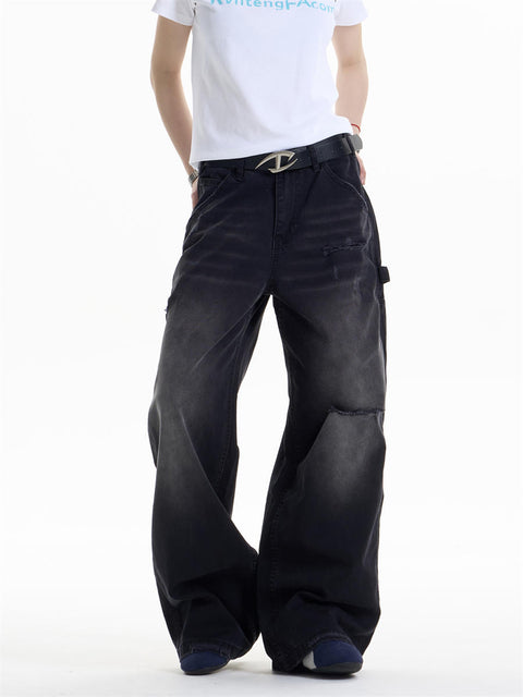 GKIKZ DUAL FADE RIPSTOP WIDE-LEG DENIM