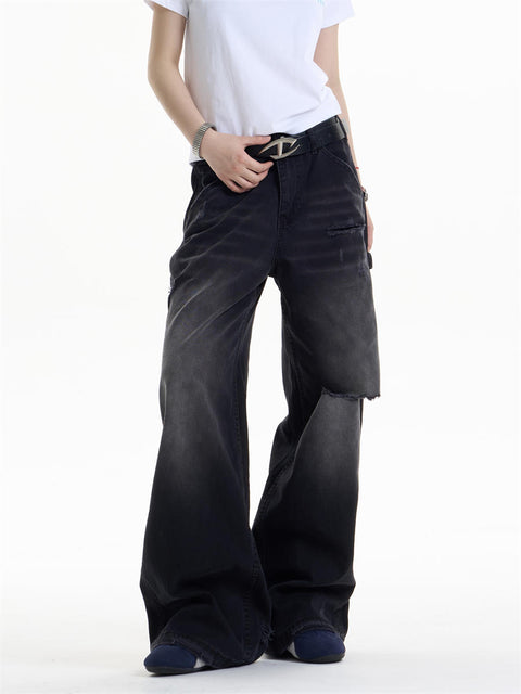 GKIKZ DUAL FADE RIPSTOP WIDE-LEG DENIM