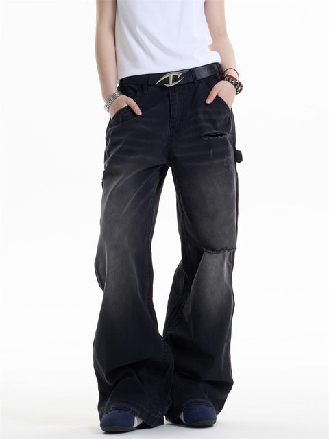 GKIKZ DUAL FADE RIPSTOP WIDE-LEG DENIM