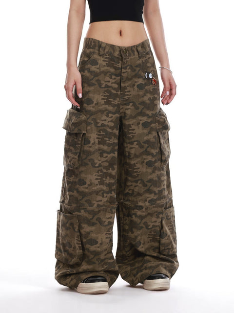 GKIKZ CAMOUFLAGE MULTI-POCKETS DETACHABLE COTTON PANT