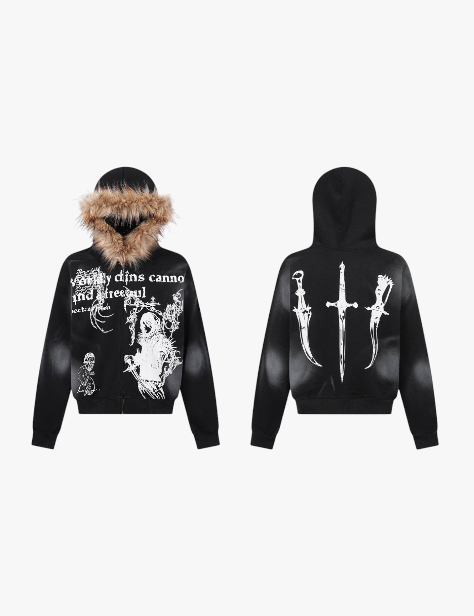 GKIKZ GOTHIC FUR-LINED HOODED ZIPUP