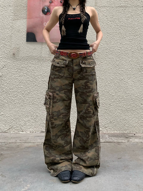 GKIKZ DROOPING CAMOUFLAGE MULTI-POCKET PANT