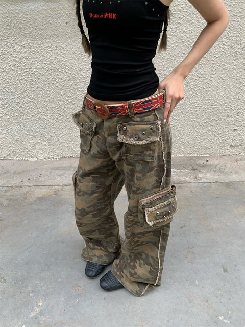 GKIKZ DROOPING CAMOUFLAGE MULTI-POCKET PANT