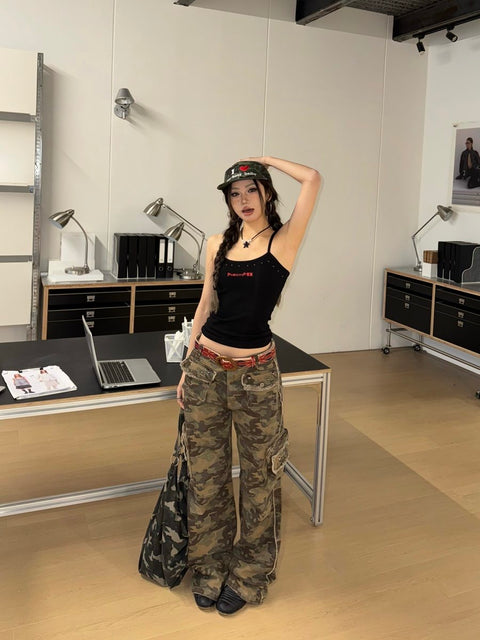 GKIKZ DROOPING CAMOUFLAGE MULTI-POCKET PANT