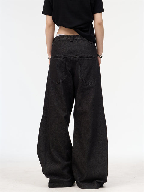 GKIKZ STUDDED SILHOUETTE BAGGY WIDE-LEG DENIM