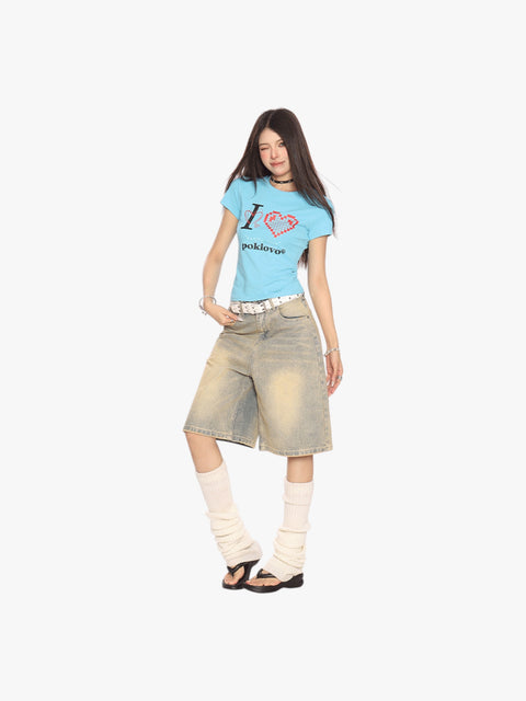 GKIKZ PIXEL HEART BREATHABLE SHORT-SLEEVE TEES