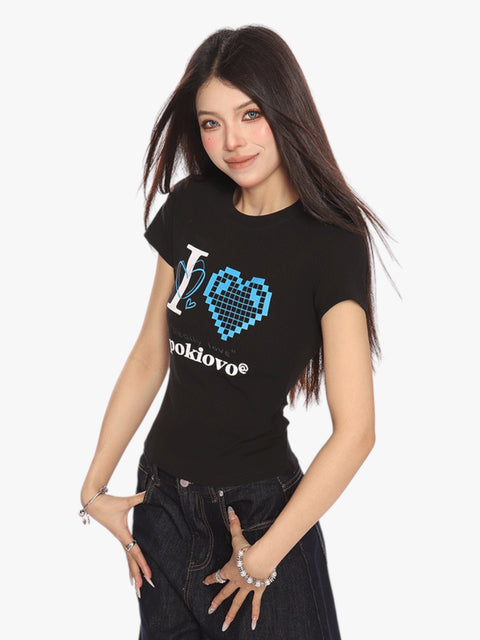 GKIKZ PIXEL HEART BREATHABLE SHORT-SLEEVE TEES
