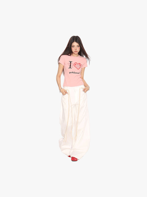 GKIKZ PIXEL HEART BREATHABLE SHORT-SLEEVE TEES