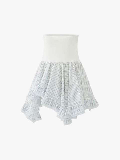 GKIKZ LACE TRIMMED HANDKERCHEIF PEPLUM TUBE TOP