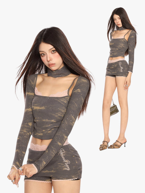 GKIKZ RHINESTONE SHAWL SLING 3PC'S SUIT