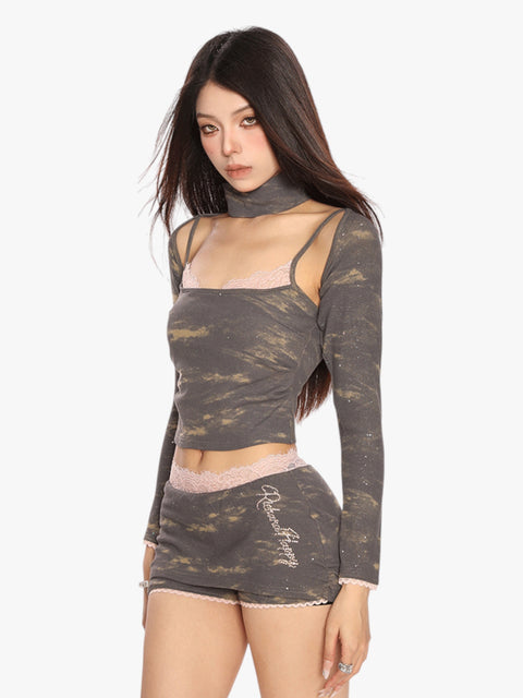 GKIKZ RHINESTONE SHAWL SLING 3PC'S SUIT