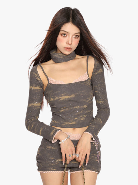 GKIKZ RHINESTONE SHAWL SLING 3PC'S SUIT