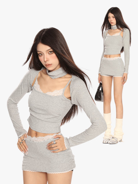 GKIKZ RHINESTONE SHAWL SLING 3PC'S SUIT