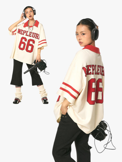GKIKZ NEPLEURE 66 DROPPED SHOULDER VARSITY JERSEY