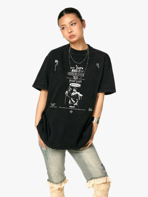 GKIKZ "LET'S MAKE IT GREAT" WASHED HEAVY COTTON TEES