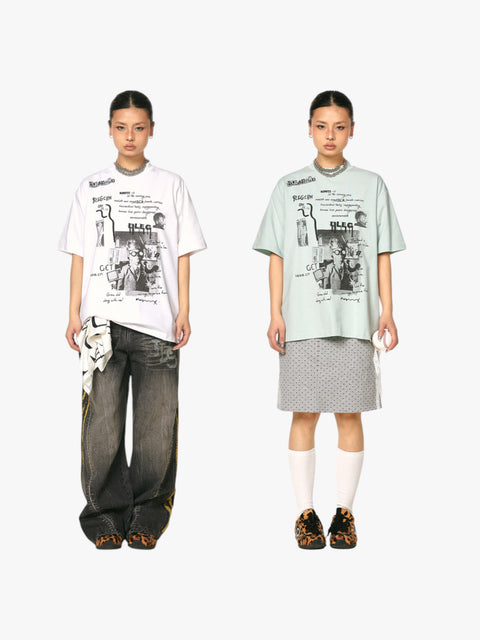 GKIKZ ABSTRACT COLLAGE PRINT COTTON TEES