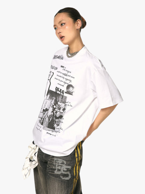 GKIKZ ABSTRACT COLLAGE PRINT COTTON TEES